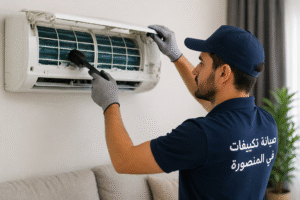 تنظيف فلتر تكييف سبليت داخل المنزل أثناء أعمال الصيانة الدورية