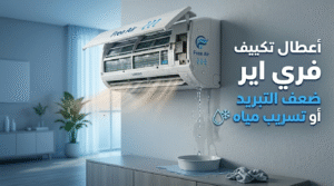 أعطال تكييف فري اير مثل ضعف التبريد وتسريب المياه داخل المنزل